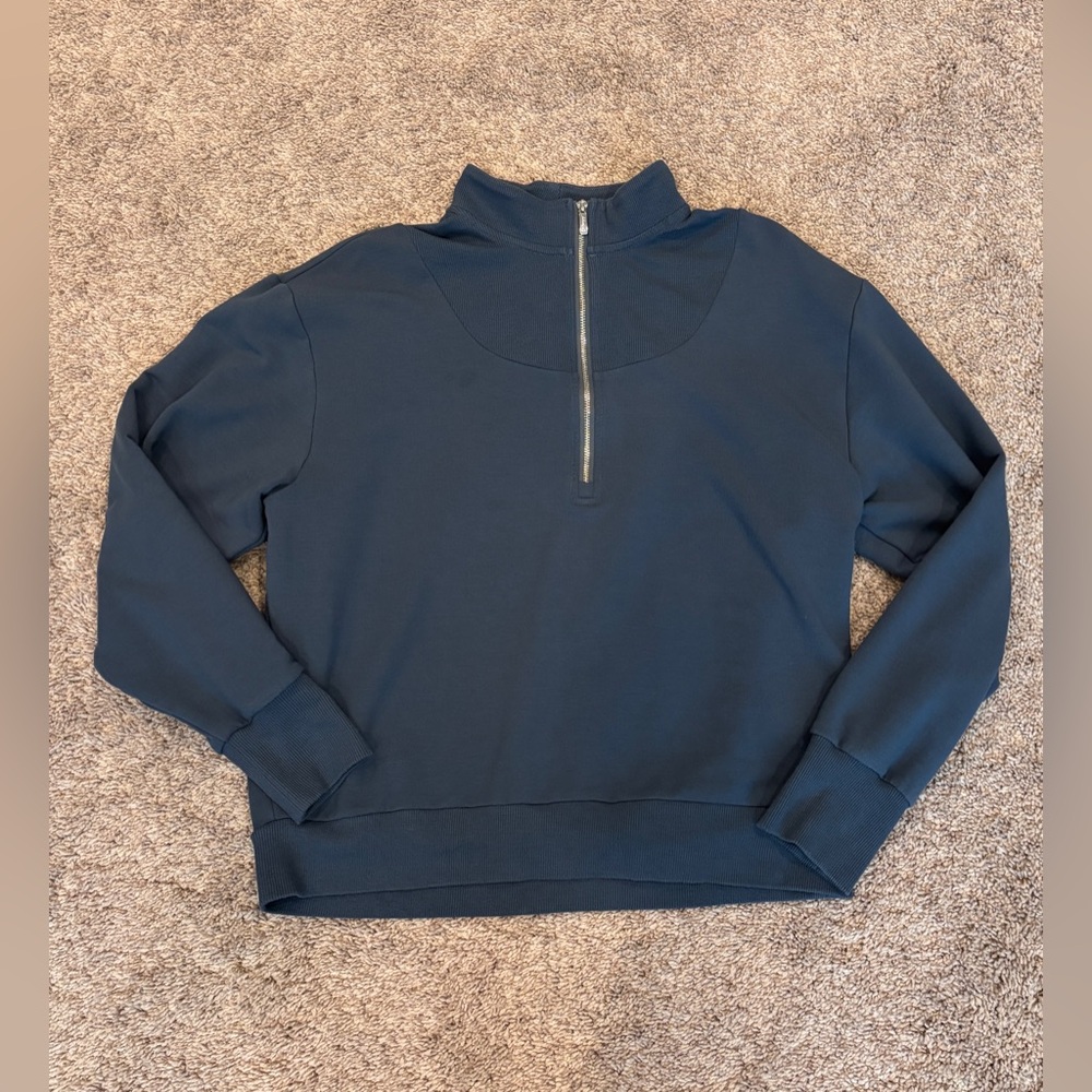 Johnnie-o women’s 1/4 zip Naomi rib knit sweatshirt in Bering Sea blue size MED